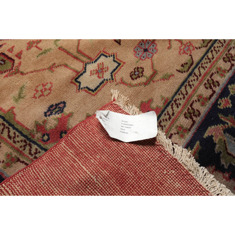 Hand-Knotted Red and Beige Wool Oriental Rug