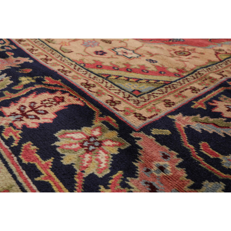 Hand-Knotted Red and Beige Wool Oriental Rug