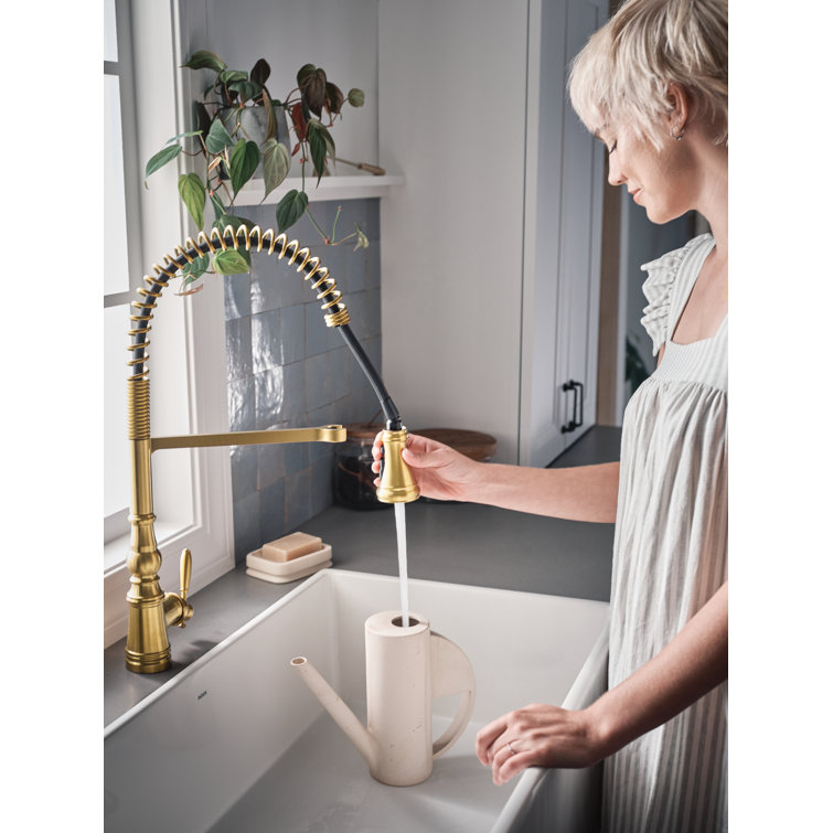Brushed Gold Stainless Steel Pull-Down Kitchen Faucet