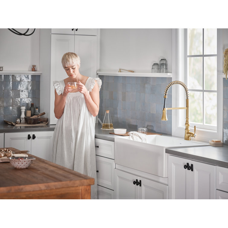 Brushed Gold Stainless Steel Pull-Down Kitchen Faucet