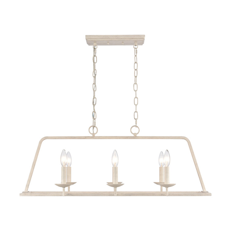 Antique White Steel 6-Light Kitchen Island Pendant