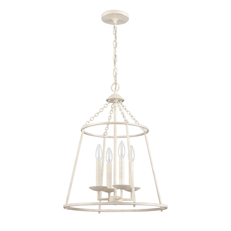 Antique White 4-Light Geometric Lantern Pendant