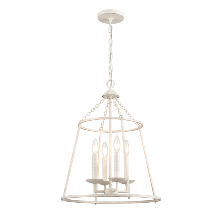Antique White 4-Light Geometric Lantern Pendant
