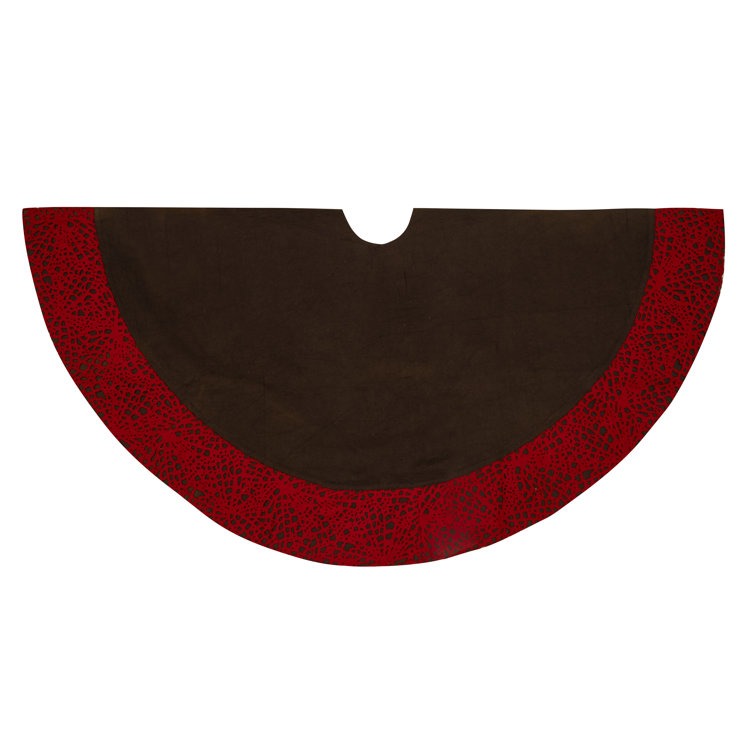 Chocolate and Red Wool Laser Cut Christmas Tree Skirt