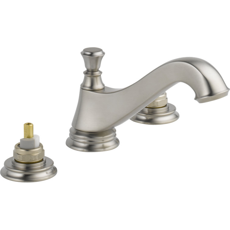 Stainless Steel Widespread Bathroom Faucet with Drain Assembly