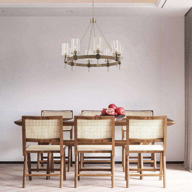 Bridlewood Stone Grey 8-Light Chandelier with Brushed Nickel and Clear Seedy Glass