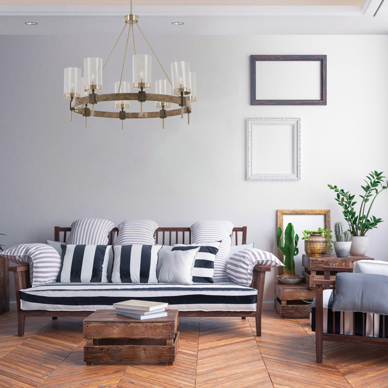 Bridlewood Stone Grey 8-Light Chandelier with Brushed Nickel and Clear Seedy Glass