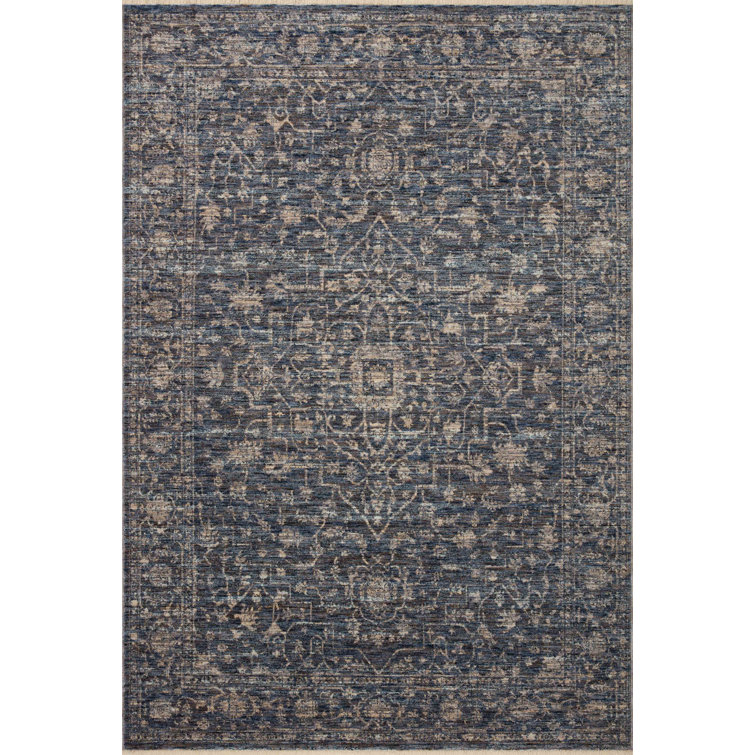 Sorrento Midnight Black and Natural Oriental Wool Area Rug