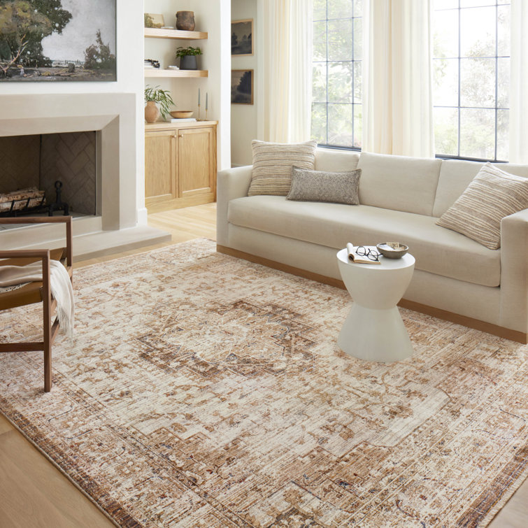 Sorrento Vintage Ivory Wool Blend 5'3" x 7'6" Area Rug