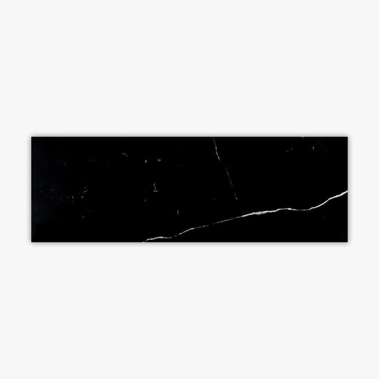 Nero Marquina Black Marble 4" x 12" Wall & Floor Tile