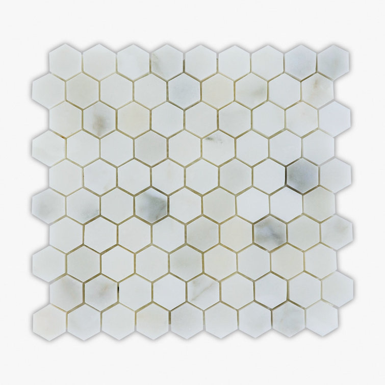 Calacatta White Marble Hexagon Mosaic Tile Sheet