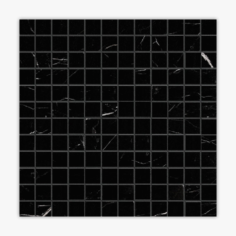 Nero Marquina Black Marble 12" x 12" Mosaic Tile Sheet