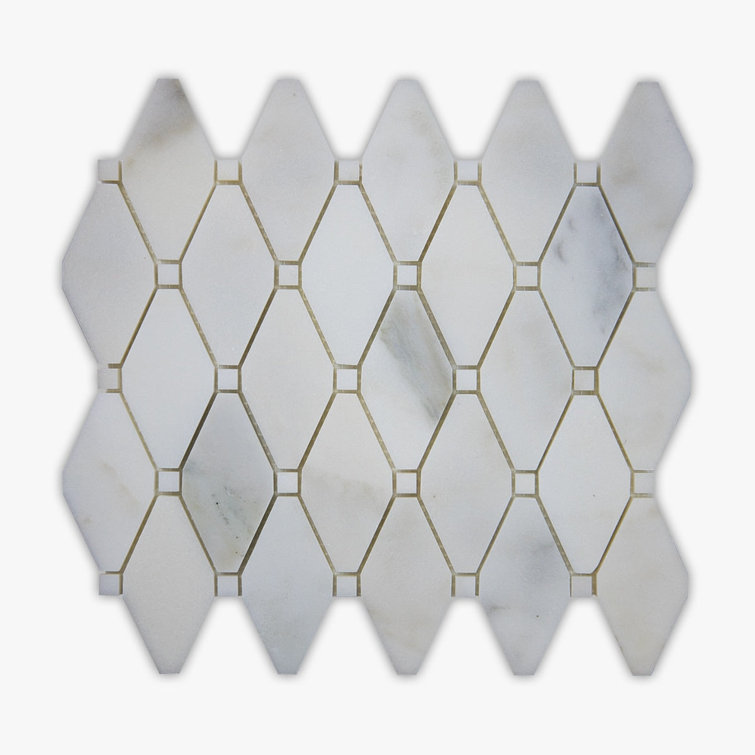 Calacatta White Marble Octagon and Dot Mosaic Tile