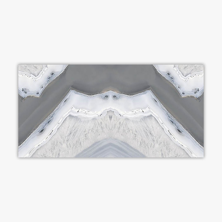 24" x 48" Gray and White Polished Porcelain Marble Look Tile