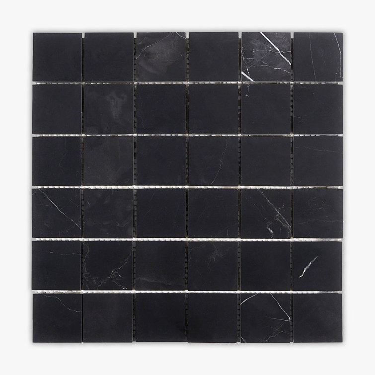Nero Marquina Black Marble Polished Mosaic Tile Sheet