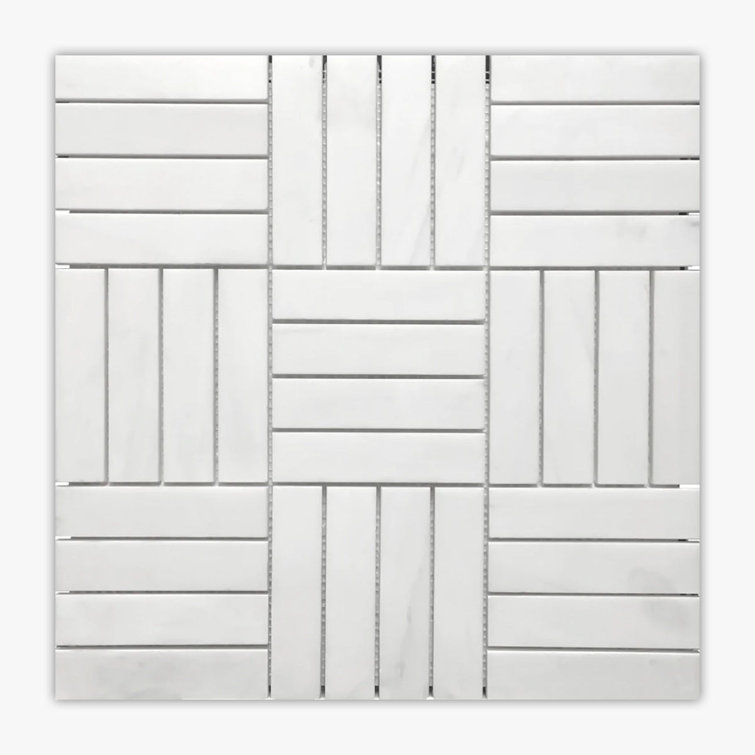 Bianco Dolomiti 12" x 12" Marble Grid Mosaic Wall & Floor Tile