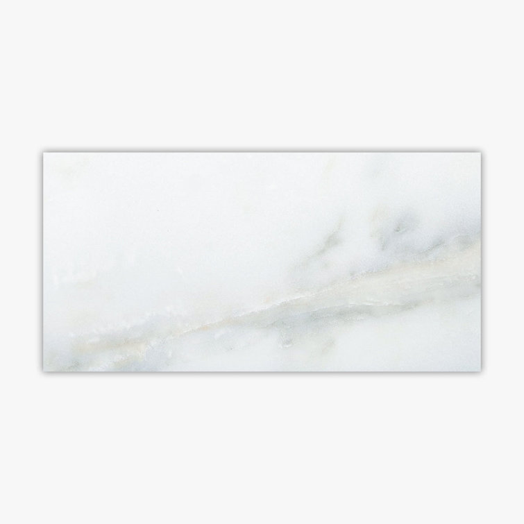 Calacatta White Marble Look Polished Subway Tile