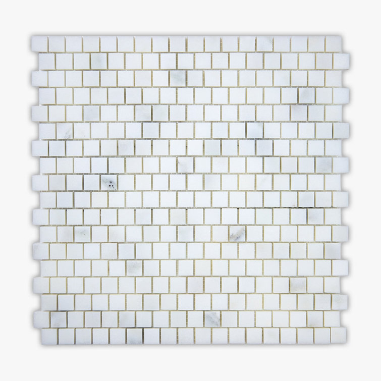 Calacatta White Marble Brick Joint Mosaic Tile Sheet