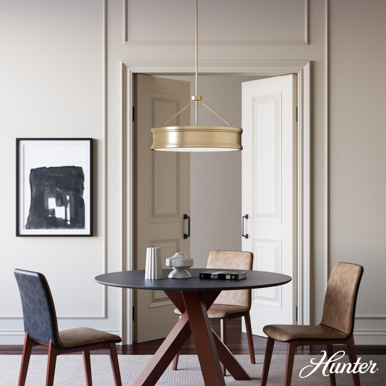 Alturas Gold 24-Inch Drum Pendant Light with Glass Diffuser