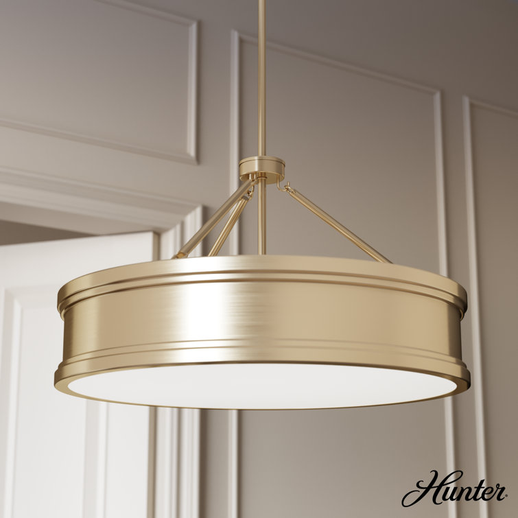 Alturas Gold 24-Inch Drum Pendant Light with Glass Diffuser