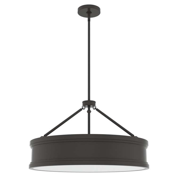 Noble Bronze 24" Drum Pendant Light with Glass Shade
