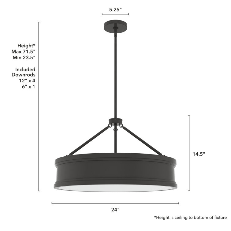 Noble Bronze 24" Drum Pendant Light with Glass Shade