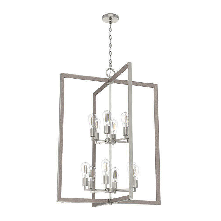 Woodburn Brushed Nickel 12-Light Modern Foyer Pendant
