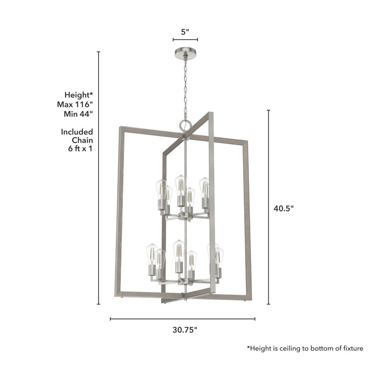 Woodburn Brushed Nickel 12-Light Modern Foyer Pendant