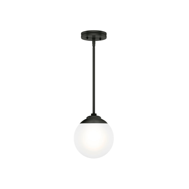 Matte Black and White Glass Globe Mini Pendant Light