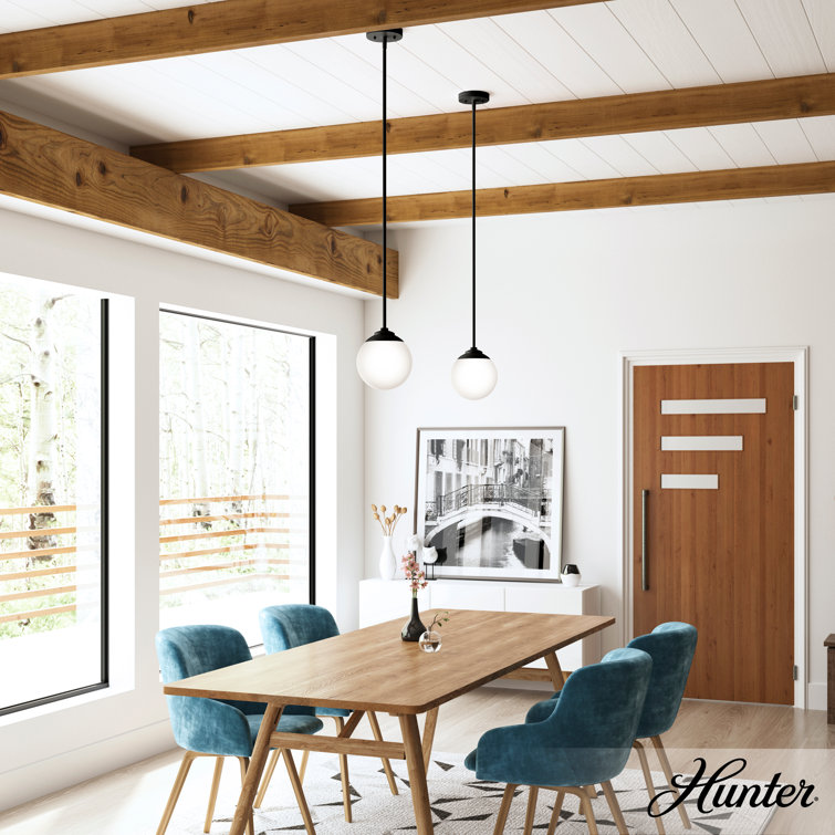 Matte Black and White Glass Globe Mini Pendant Light