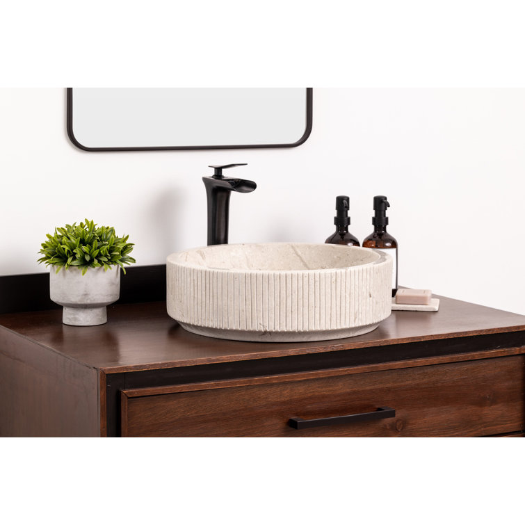 Laguna 16" Off-White Marble Circular Bathroom Sink