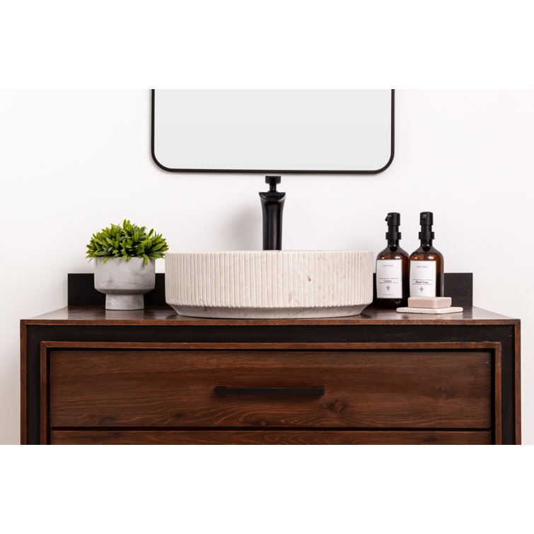 Laguna 16" Off-White Marble Circular Bathroom Sink