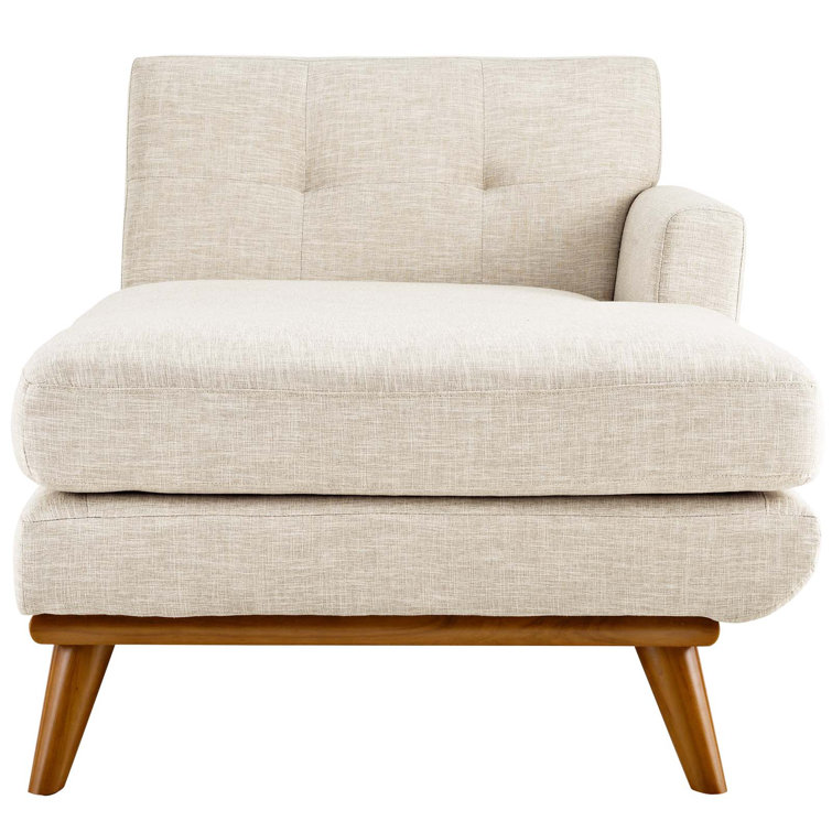 Engage Beige Right-Facing Plush Chaise with Tufted Buttons
