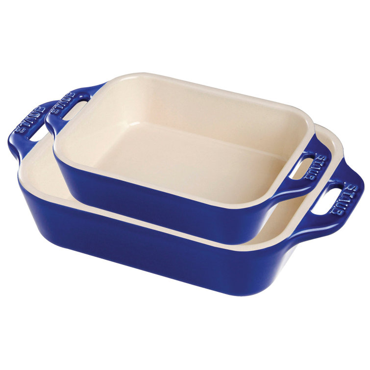 Staub Ceramic 2-pc Rectangular Baking Dish Set in Light Green