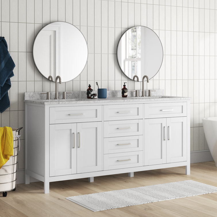 Tahoe 72" Pure White Double Sink Freestanding Vanity
