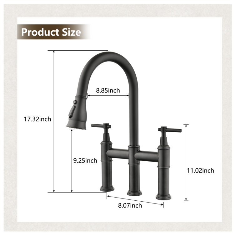 Matte Black Dual Handle Pull Down Kitchen Faucet