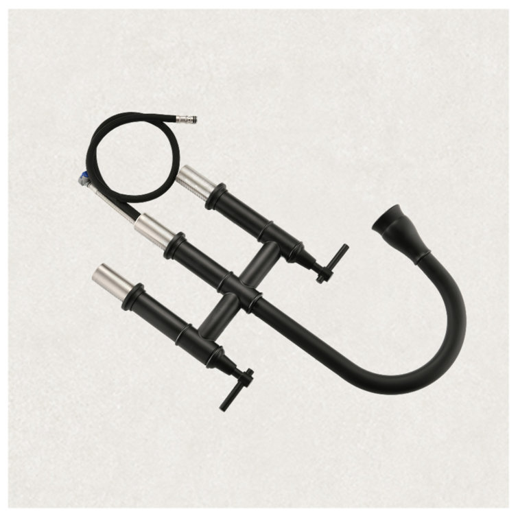 Matte Black Dual Handle Pull Down Kitchen Faucet