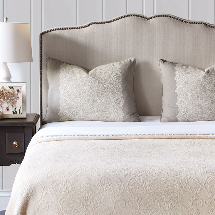 California King Beige Linen Damask Duvet Cover Set