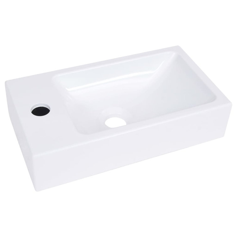 White SMC Rectangular Bathroom Wash Basin with Faucet Hole