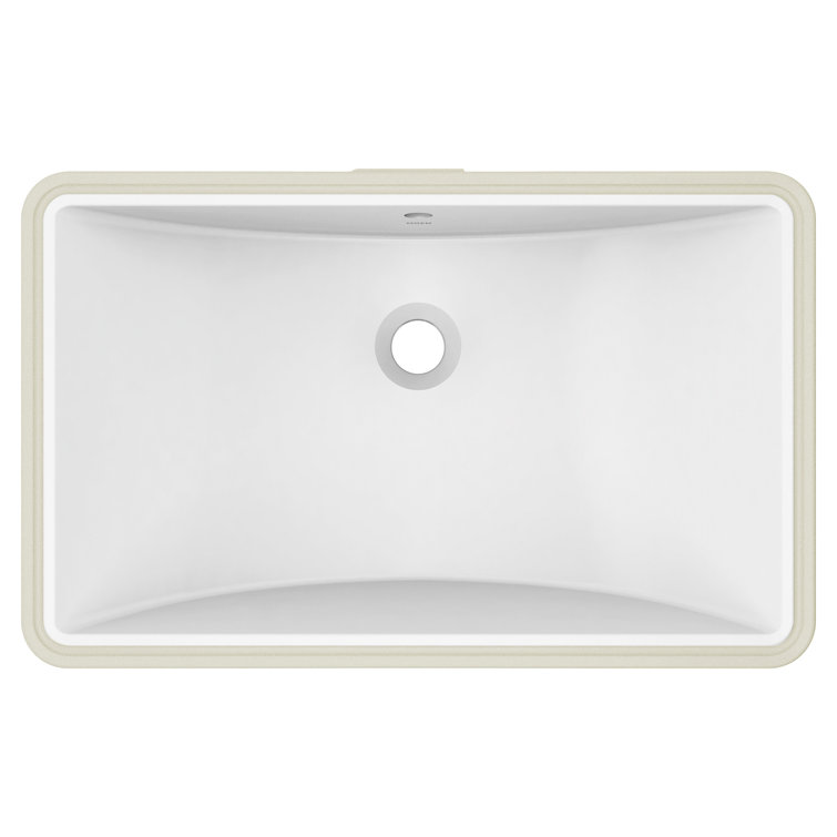 White Ceramic Rectangular Undermount Bathroom Sink, 23.6 x 14.75 Inch
