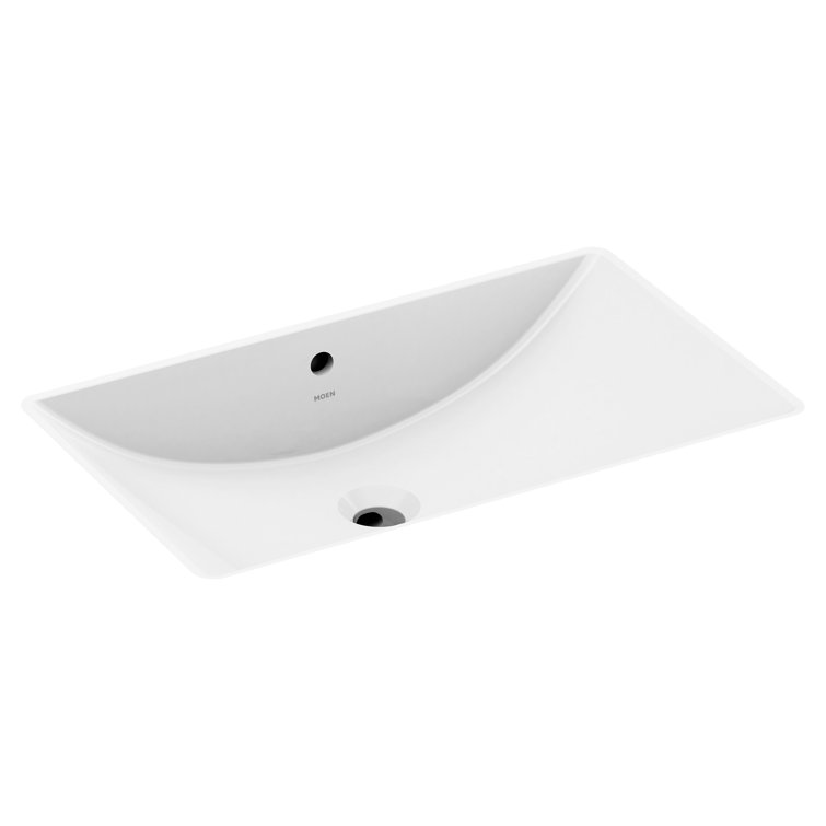White Ceramic Rectangular Undermount Bathroom Sink, 23.6 x 14.75 Inch