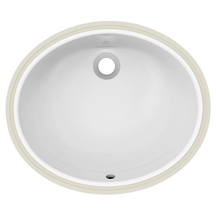 White Ceramic Oval Undermount Bathroom Sink with Gloss Finish