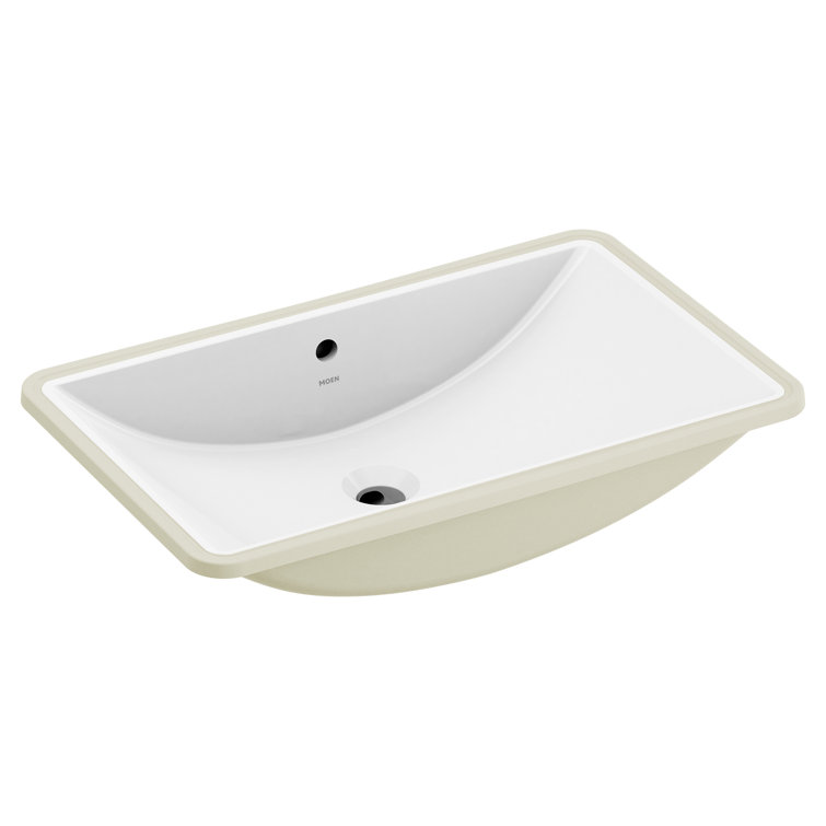 White Ceramic Rectangular Undermount Bathroom Sink, 23.6 x 14.75 Inch
