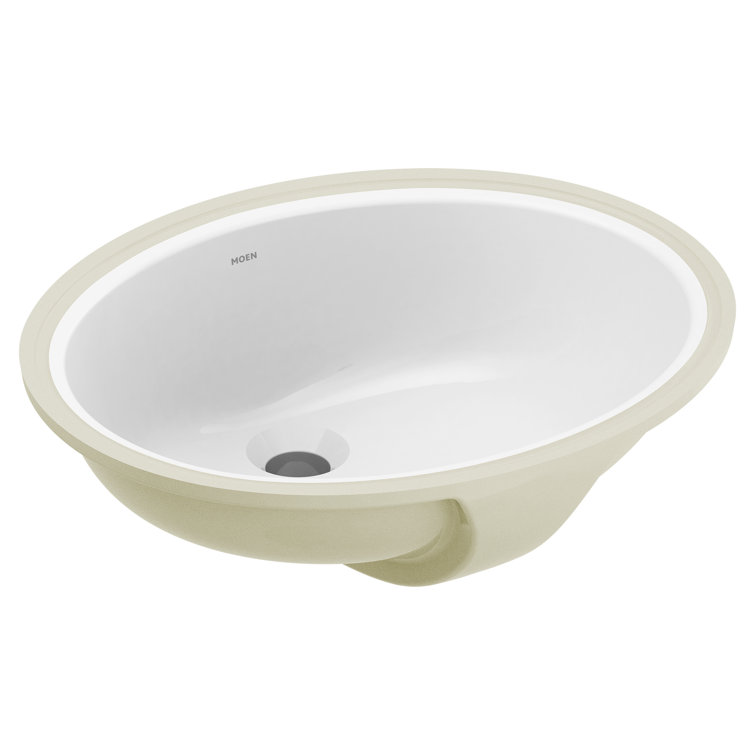 White Ceramic Oval Undermount Bathroom Sink with Gloss Finish