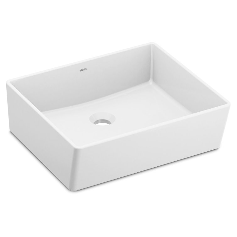 White Rectangular Ceramic Above-Counter Vessel Sink