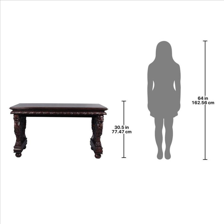Gryphon Carved Mahogany 55'' Writing Desk in Brown