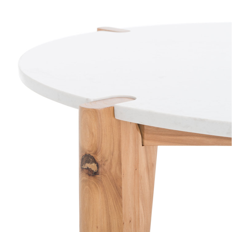 Elmwood Tapered Leg Round Marble Coffee Table with Storage