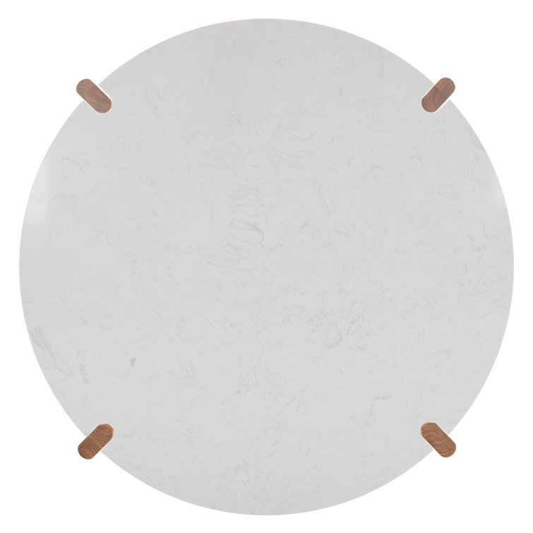 Elmwood Tapered Leg Round Marble Coffee Table with Storage