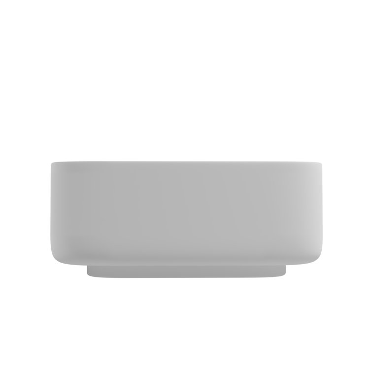 Matte White Solid Surface Square Vessel Bathroom Sink