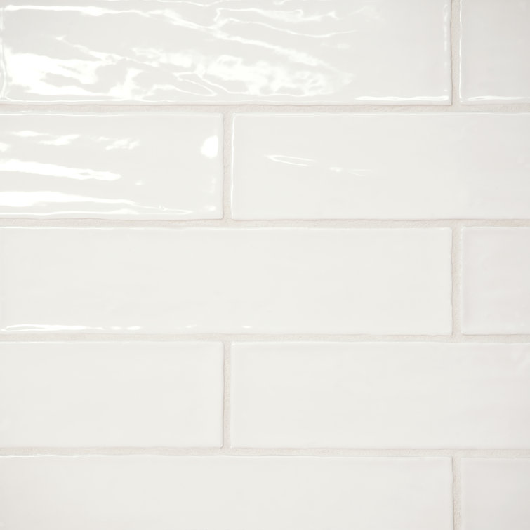 Marin 2.5" x 10" Glossy White Ceramic Wall Tile